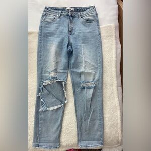 Women's Straight Leg Jeans - Light Blue